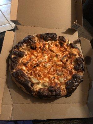 Burnt pizza/undercooked....not even cut !!
