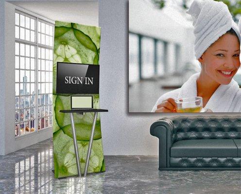 Ipad stands and retractable banner displays for your lobby