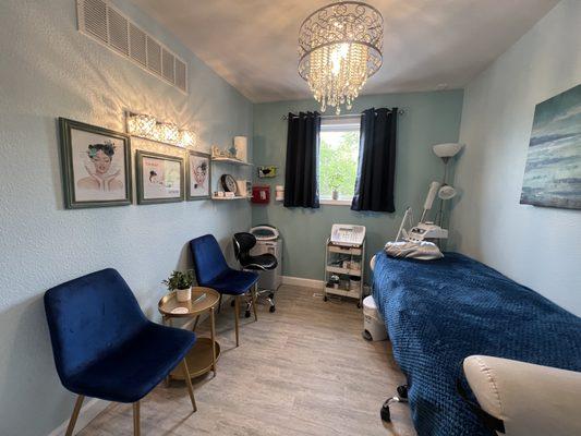 Comfortable, quiet, clean, and private treatment room.