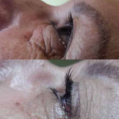 Straight lashes are now long and curled.