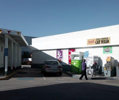 Smoking at a gas station.