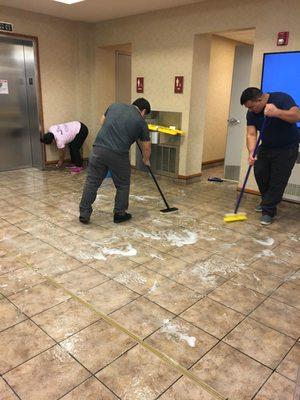 team office cleaning elevator area