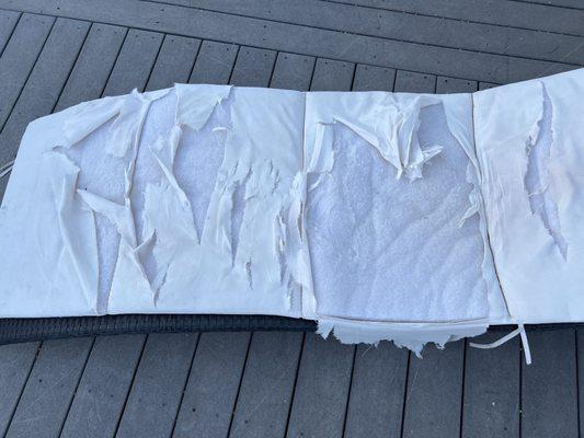 Trashed lounge chair pad