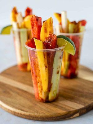 Fruit cup with lime and sweet Chamoy