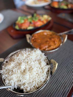 Tikka masala, basmati rice, chicken tandoori