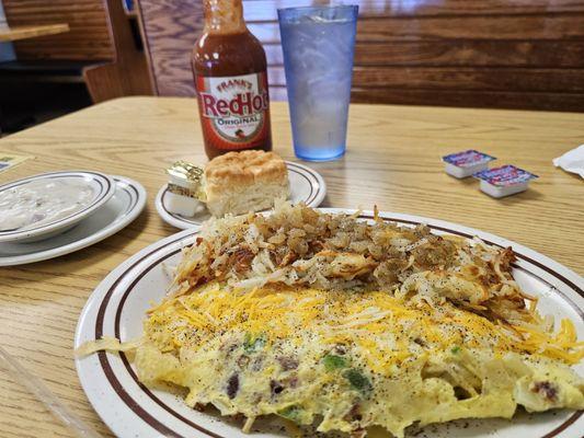 Western omelet with bacon instead of ham