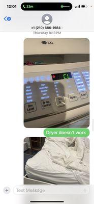 Broken Bed, dryer in operable, soiled and peed on sheets made by house keeping. So many things to list.