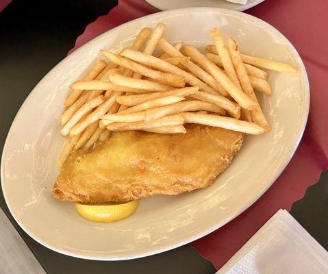 Small portion of fish and french fries