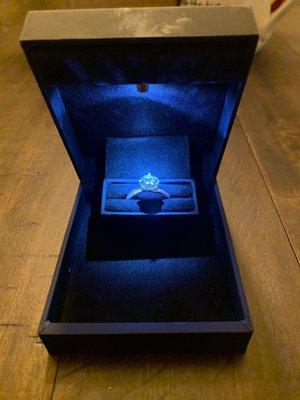 Super nice light up box was perfect for a night time proposal!