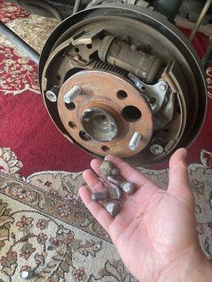 Broken stripped lugs.