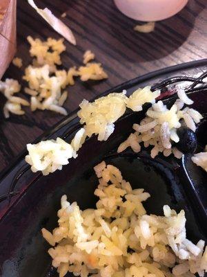 Rice was hard and nasty.