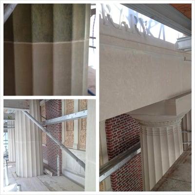 Limestone exterior clean and restore. This particular library had not been cleaned since the 1930's.