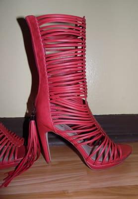 These are the heels after the half inch trim, they are so much more comfortable now, and more balanced than when I bought them.