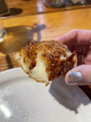 Inside a mozzarella stick