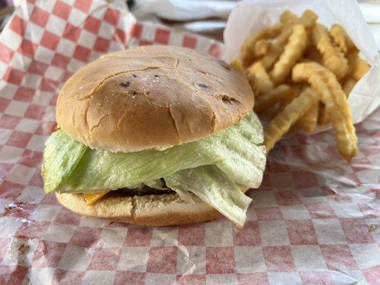 The Giant Cheeseburger with small fries