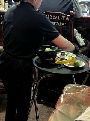 Making guac on the spot!