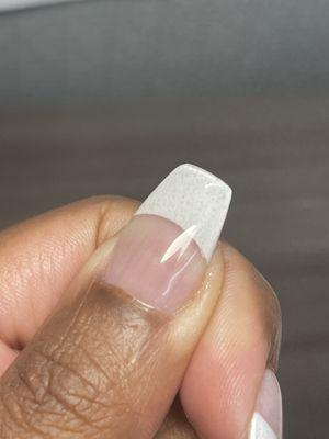 Clear gel polish made lots of bubbles. Tech said "I have no idea what you are talking about."