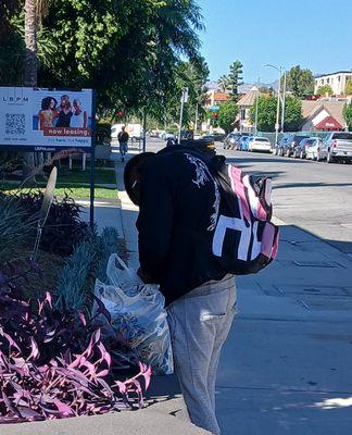 homeless constantly in front and around the property smoking