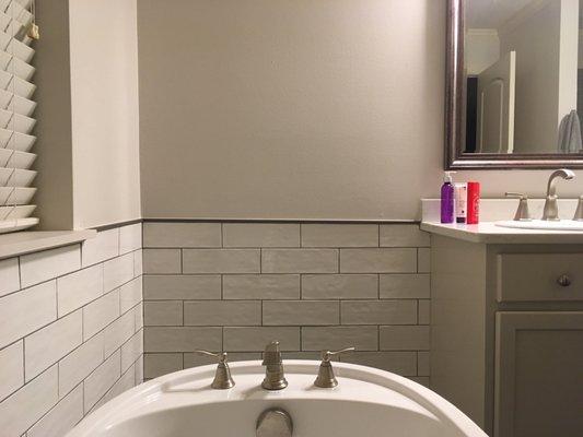 Subway tile is not straight/ level.