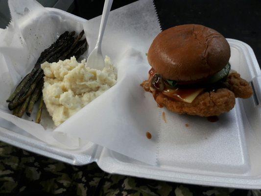 The Pez Sandwich, with asparagus and mashed taters? wtf?