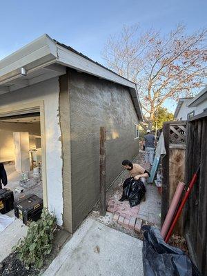 Scratch coat applied to the wall