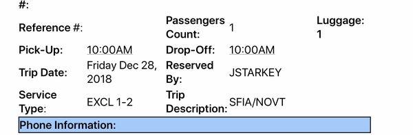 Return flight. Service type listed INCORRECTLY as "EXCL 1-2"