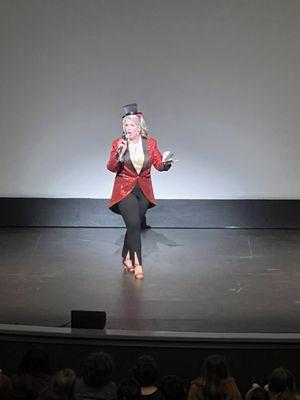 Our emcee dressed for the occasion for The Greatest Showman