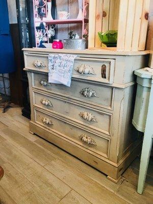 Very old dresser with carved hardware