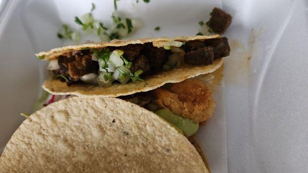 Mexicali Shrimp Taco, Carne Asada Taco