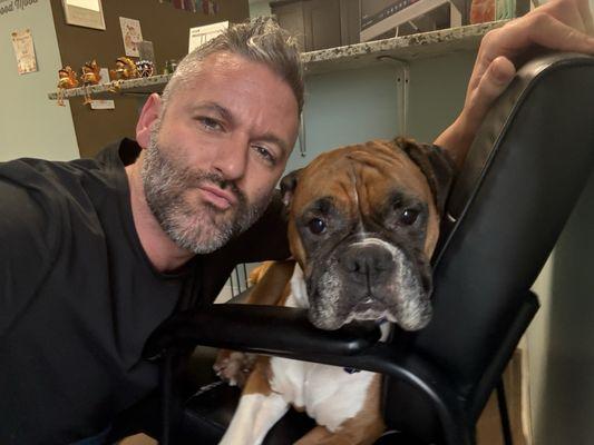 Me and Penny (Dr. G's pup) at check-in.