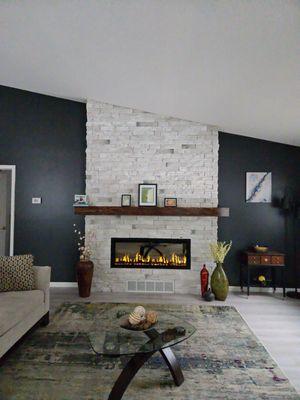Fireplace wall done by Fireplace & Stone Creations