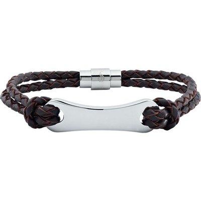 Dark Brown Leather & Stainless Steel 8.5" Bracelet from Leonard & Hazel™ with Personalized Engravings