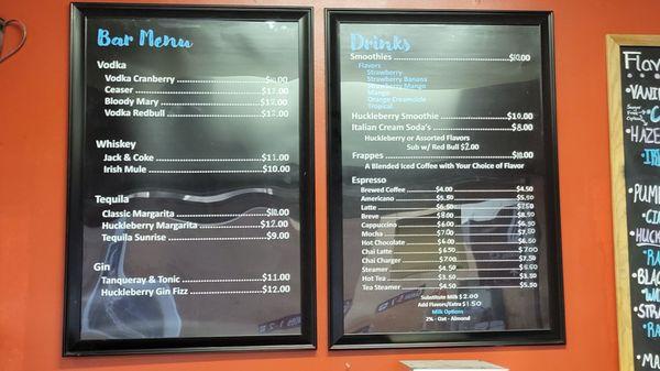 Drink menu