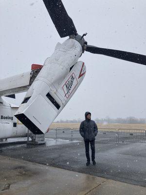 Some helicopters outside