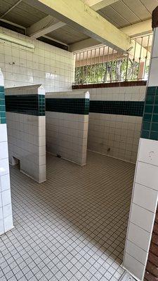 No doors! Big safety problem. Ladies, I would advise to have someone with you.