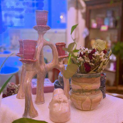 Handmade ceramic candle holder and vase