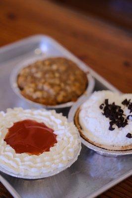 guava chiffon pie, chocolate haupia pie, pineapple mac nut pie