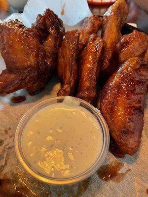 Wings:  BBQ Apple Habanero sauce. So good I ate them twice!