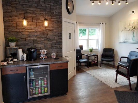 Enjoy a fresh cup of your choice of coffees or a cold soda while you relax and read in our comfortable customer lounge.