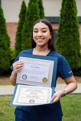 Proud Assisting 101 graduate--job-ready skills after our Georgia Board-approved 10-week dental assisting program (Marietta).