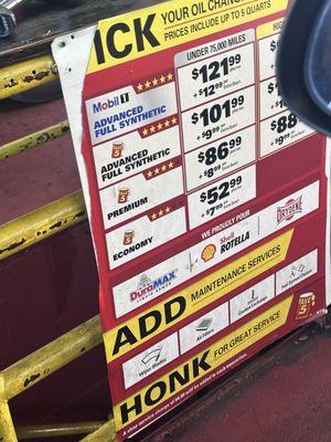 Oil Change Prices