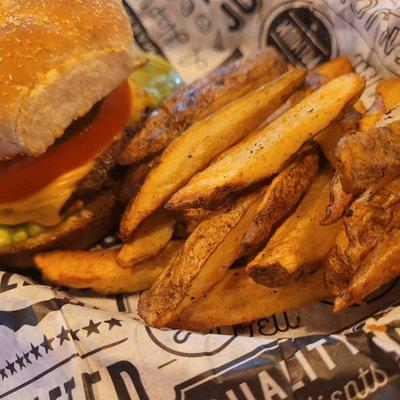 All American Burger and fresh handcut fries!