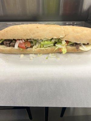 No one has this fresh Steak n Cheese 16" sub on homemade bread except ISS 1 and 2