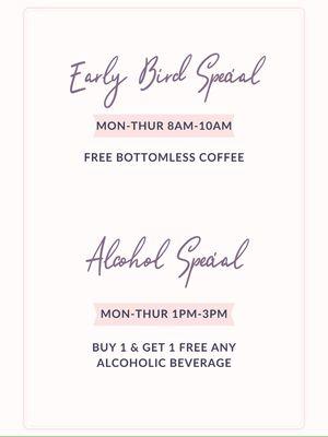 Early Bird & Alcohol Special