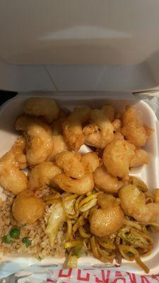 Coconut shrimp, lo mein/fried rice