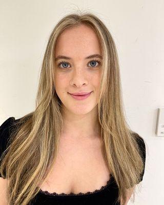 Glowing from the inside out ! These blonde highlights bring radiant light to her hair and beautifully brighten her face!