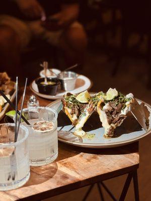 Taco arepas and margaritas