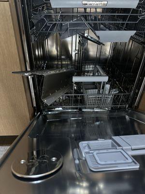 The technician broke the door and left the parts and said I need to buy a new dishwasher.