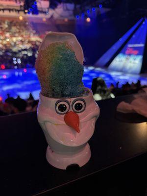 Disney on Ice Frozen and Encanto. Olaf souvenir cup with shaved ice