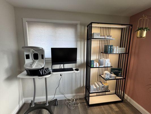 Consultation room with Visia. The Visia is very helpful in determining what treatments you really need. Very high tech!